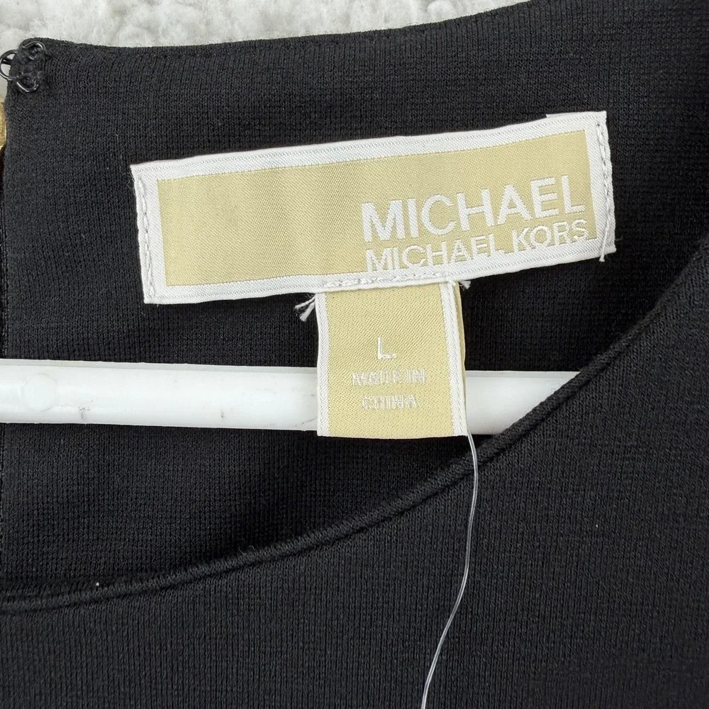 MICHAEL Michael Kors Dress Womens‎ Large Black Cold Shoulder Sheath Short Party